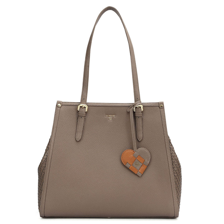 Medium Wax Mat Leather Tote - Smoke Grey