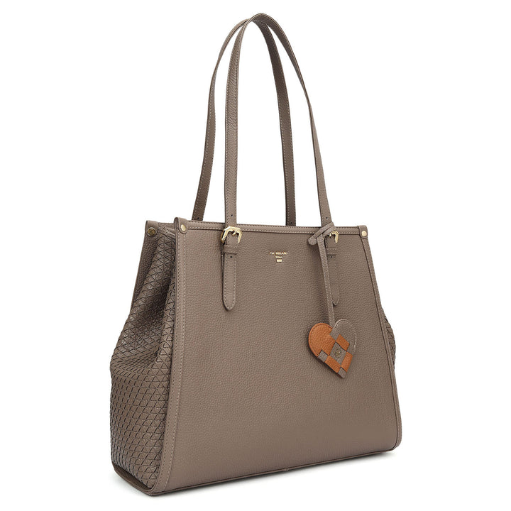 Medium Wax Mat Leather Tote - Smoke Grey