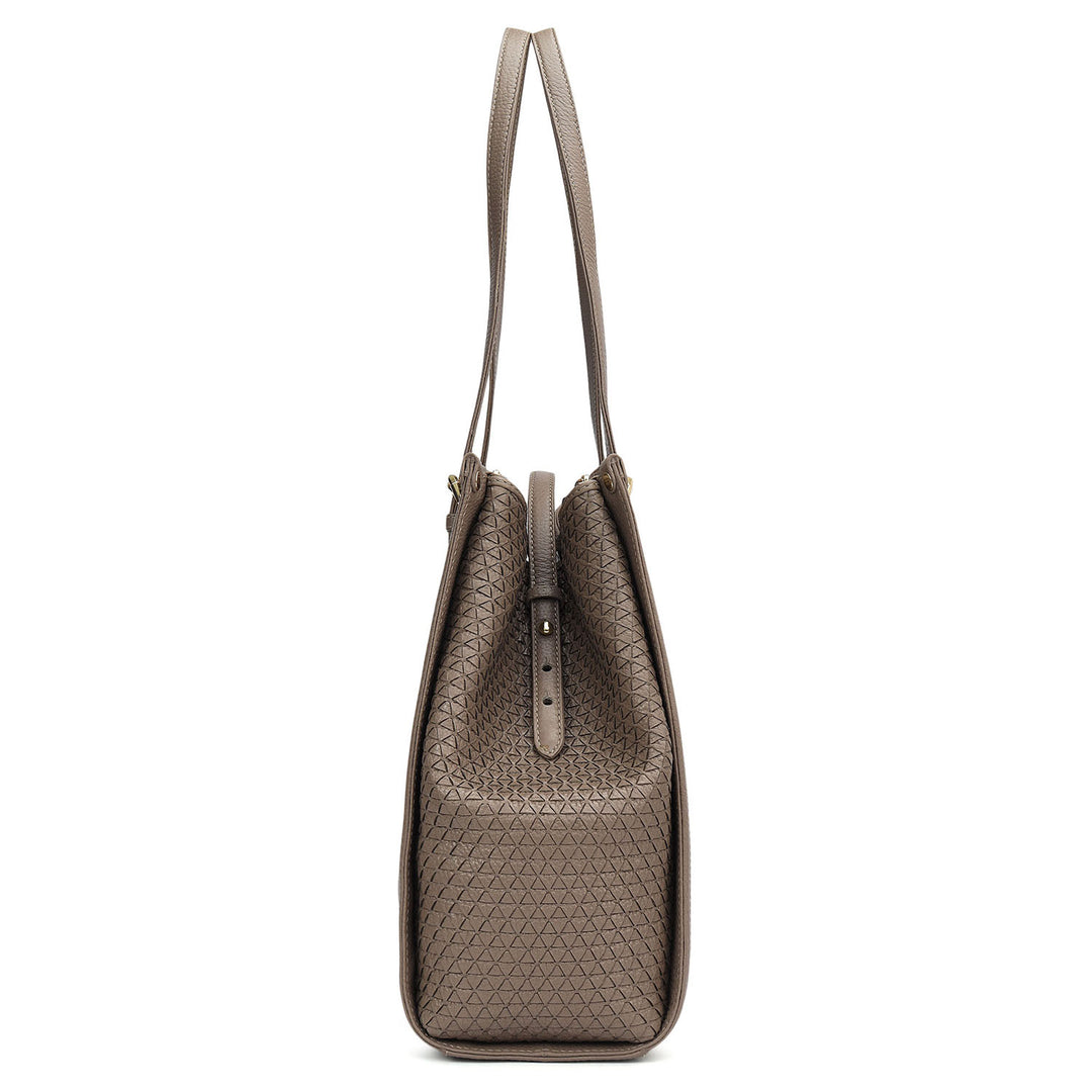Medium Wax Mat Leather Tote - Smoke Grey
