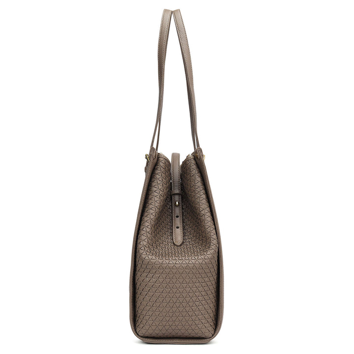 Medium Wax Mat Leather Tote - Smoke Grey