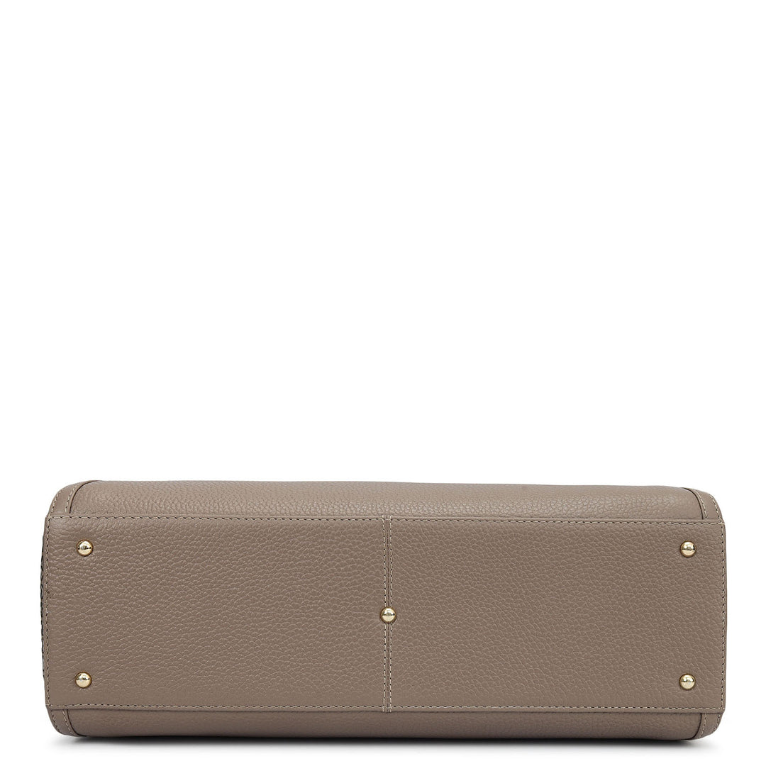 Medium Wax Mat Leather Tote - Smoke Grey