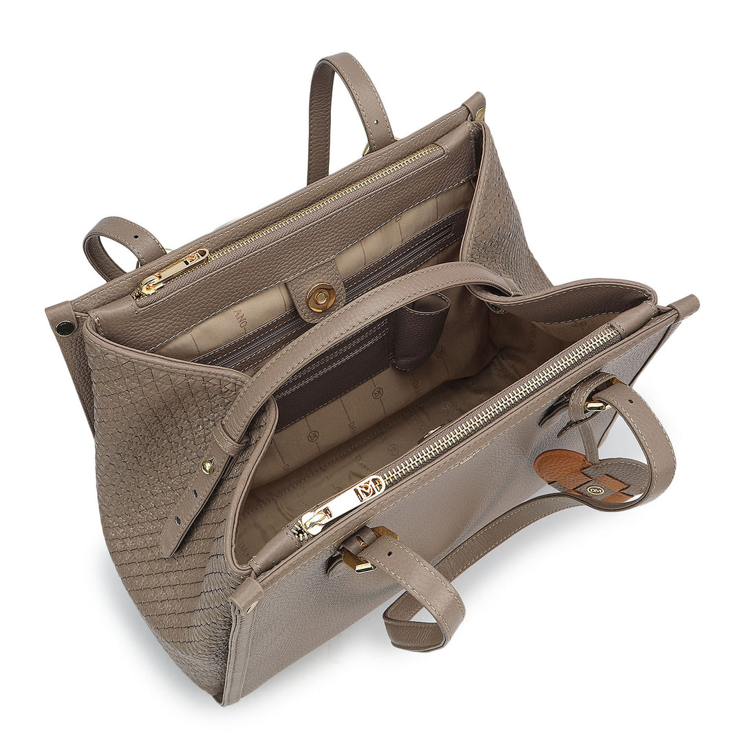 Medium Wax Mat Leather Tote - Smoke Grey