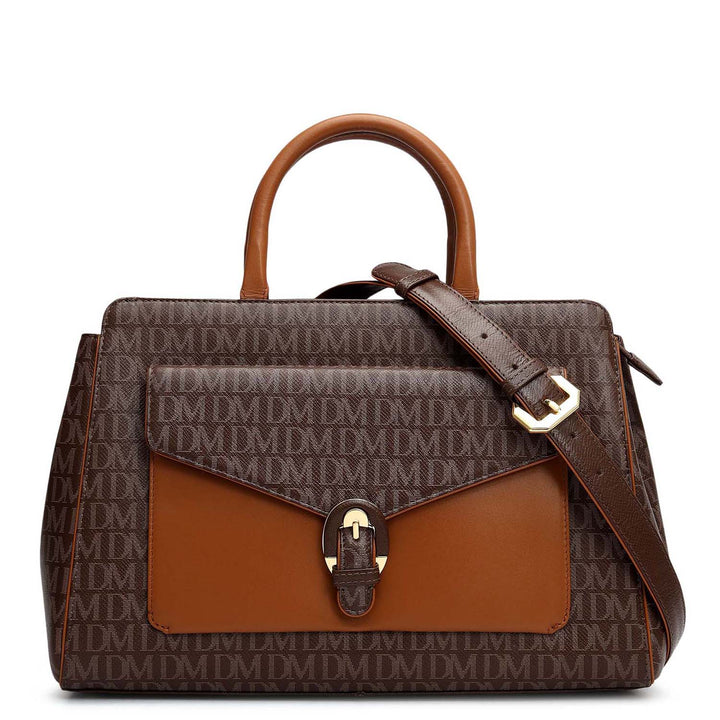Medium Monogram Leather Satchel - Walnut
