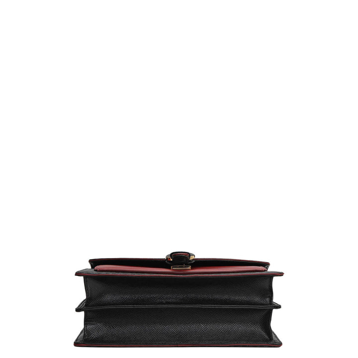 Small Monogram Plain Leather Shoulder Bag - Black
