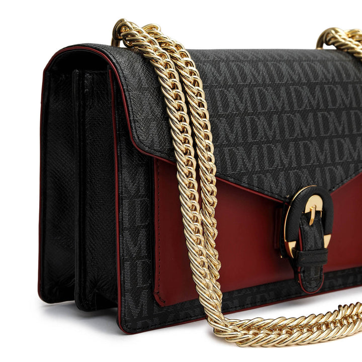 Small Monogram Plain Leather Shoulder Bag - Black