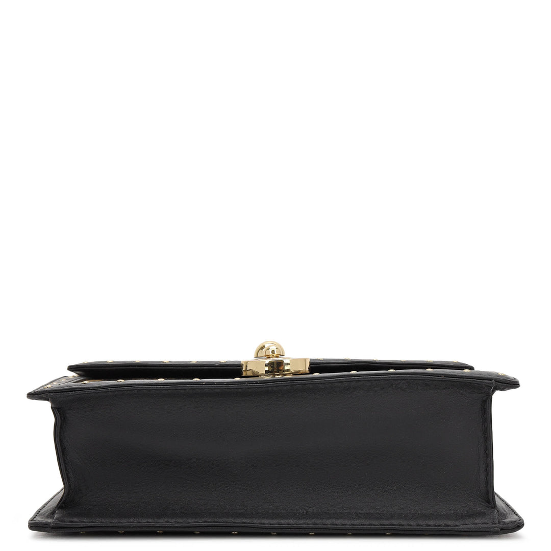 Snake Leather Top Handle Bag - Gold & Black