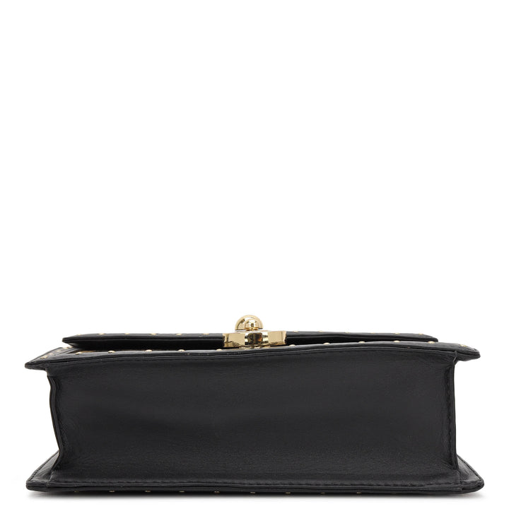 Snake Leather Top Handle Bag - Gold & Black