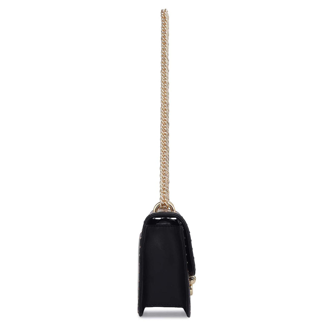 Small Snake Leather Shoulder Bag - Gold & Black