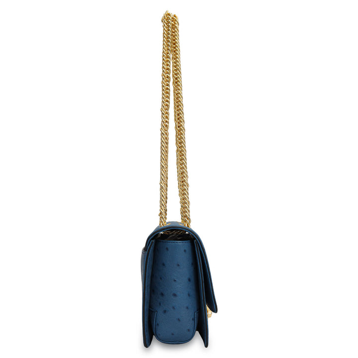 Small Ostrich Leather Shoulder Bag - Twilight