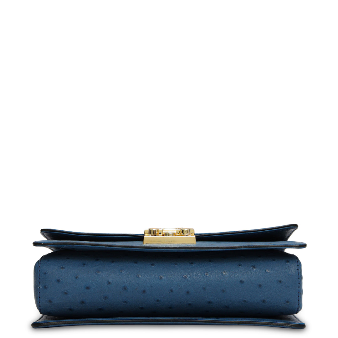 Small Ostrich Leather Shoulder Bag - Twilight