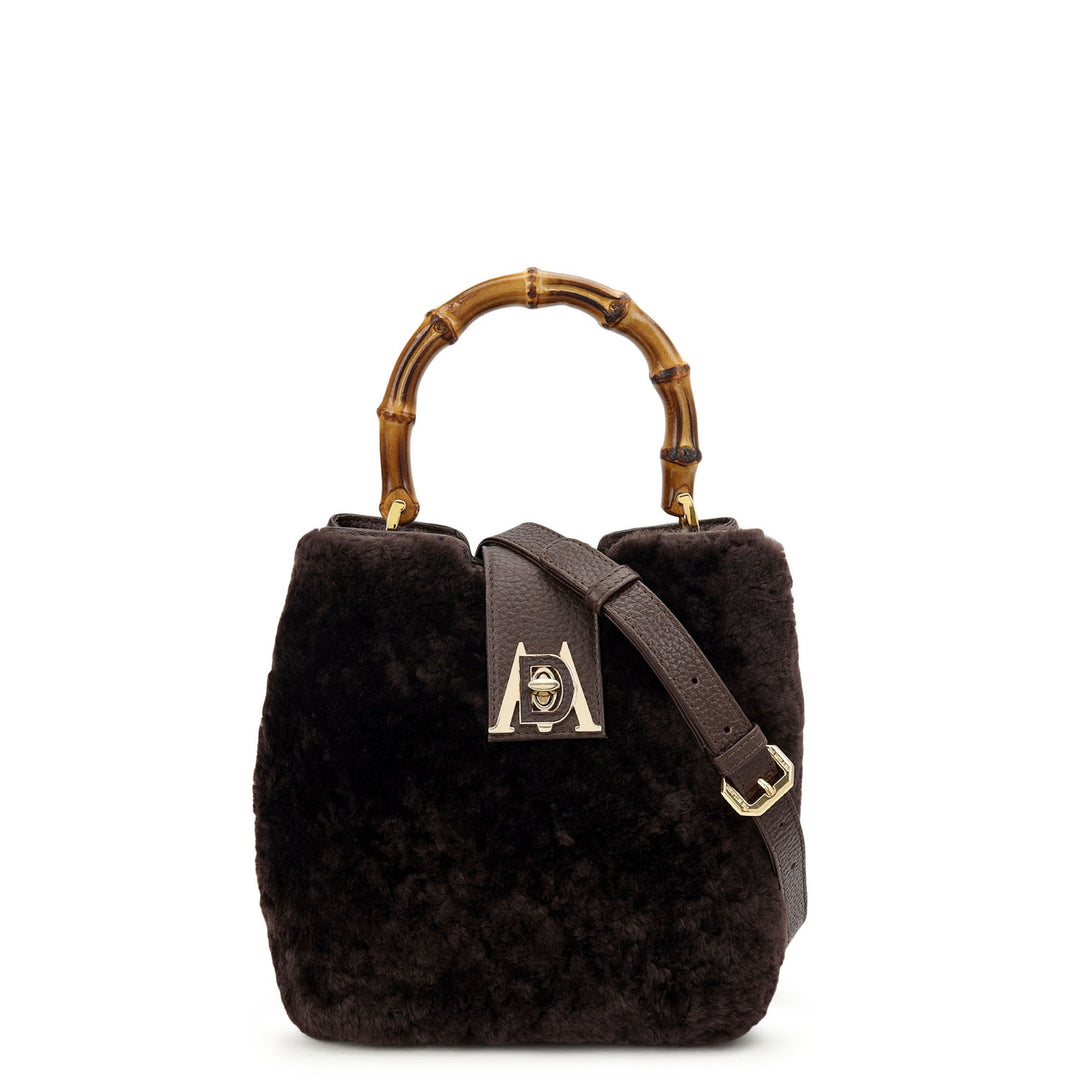 Fur Top Handle Bag - Chocolate
