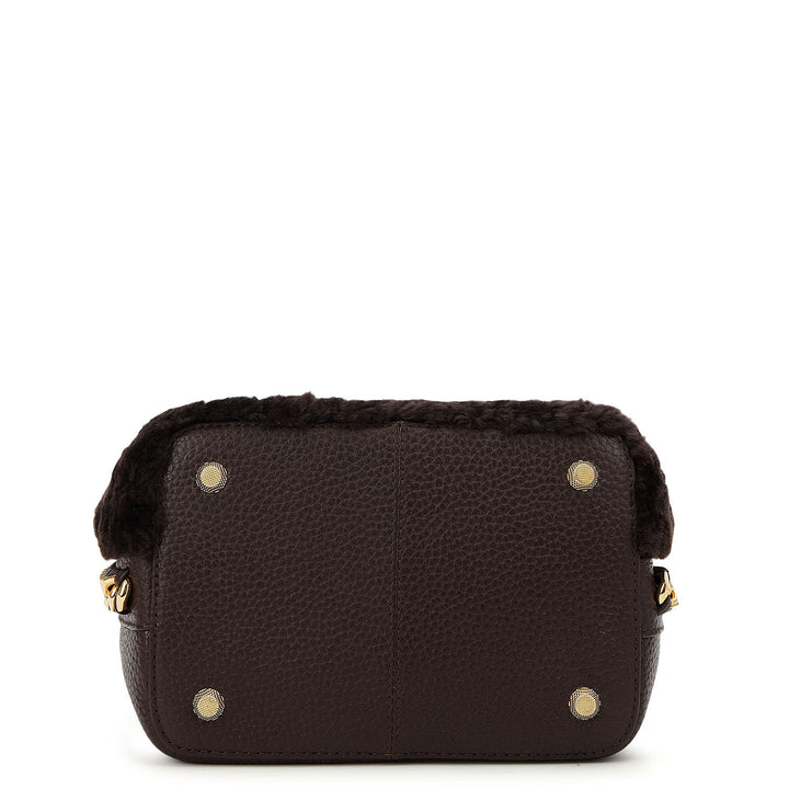 Fur Top Handle Bag - Chocolate