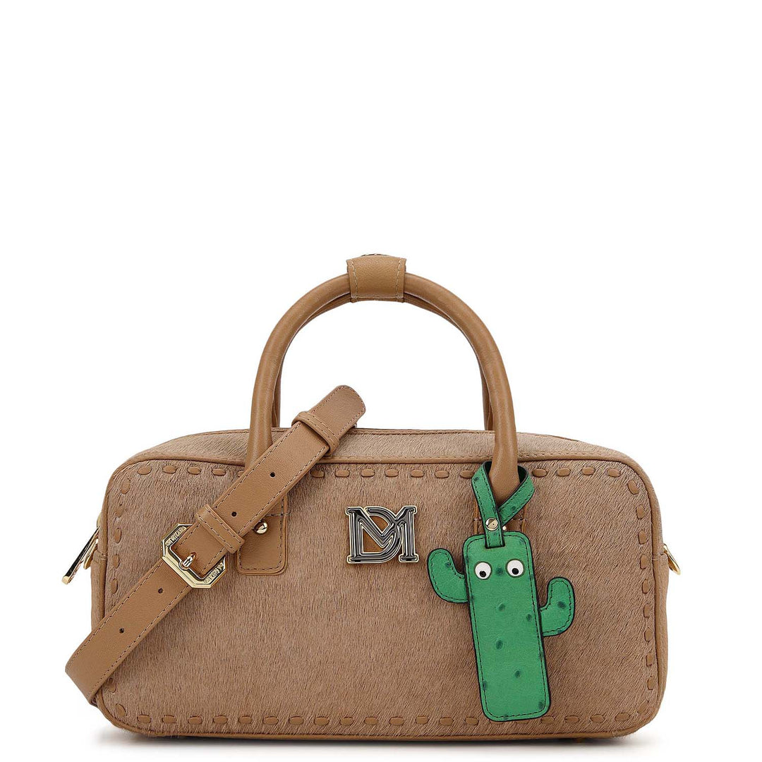 Fur Bowler Bag - Beige
