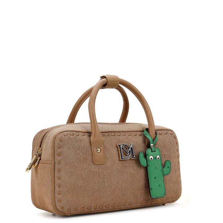Fur Bowler Bag - Beige