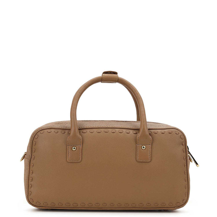 Fur Bowler Bag - Beige