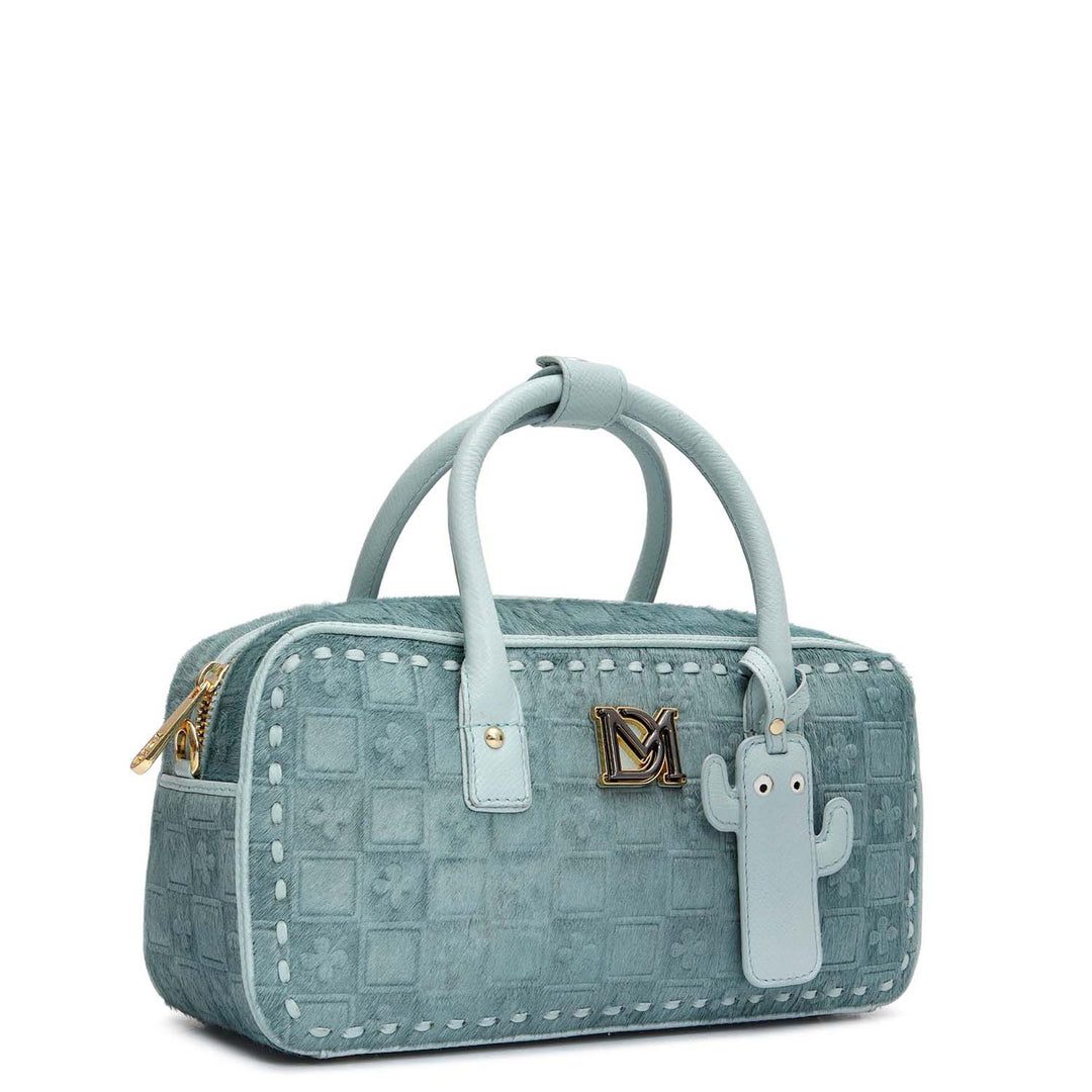 Small Fur Franzy Leather Sling - Ice Blue