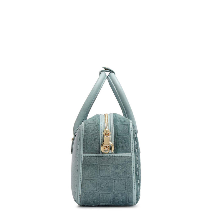 Small Fur Franzy Leather Sling - Ice Blue