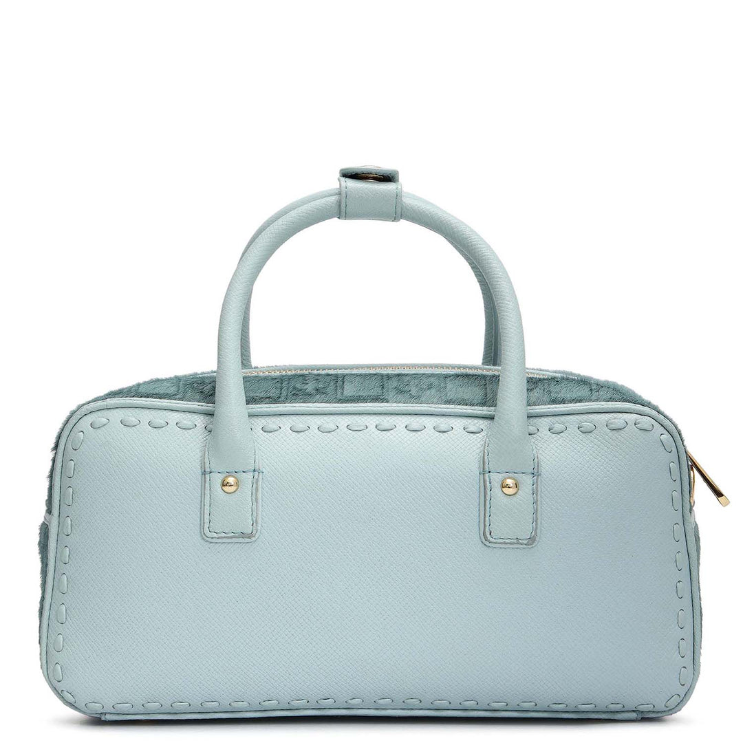 Small Fur Franzy Leather Sling - Ice Blue