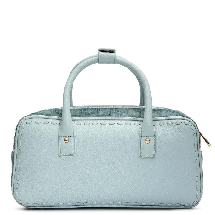 Small Fur Franzy Leather Sling - Ice Blue