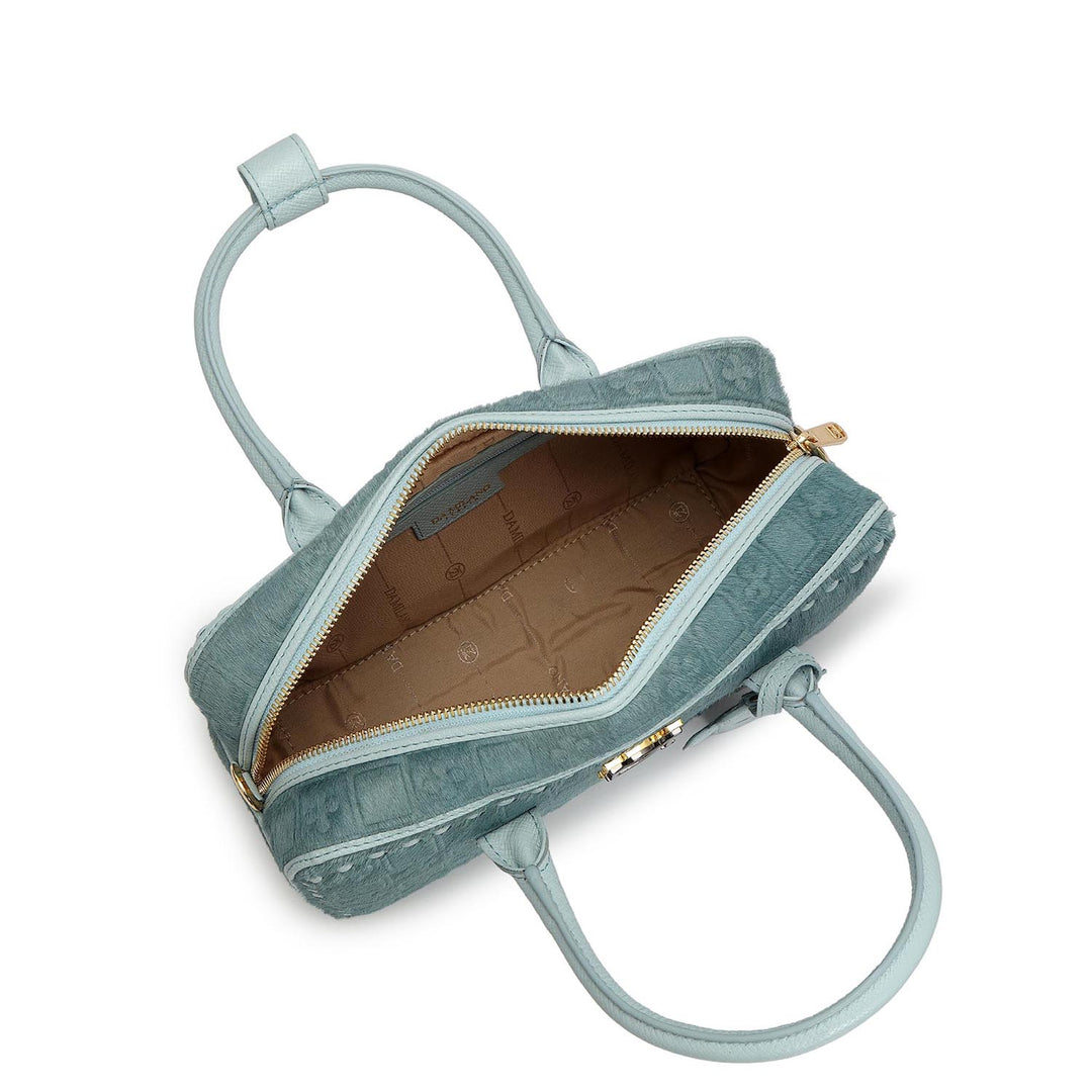 Small Fur Franzy Leather Sling - Ice Blue