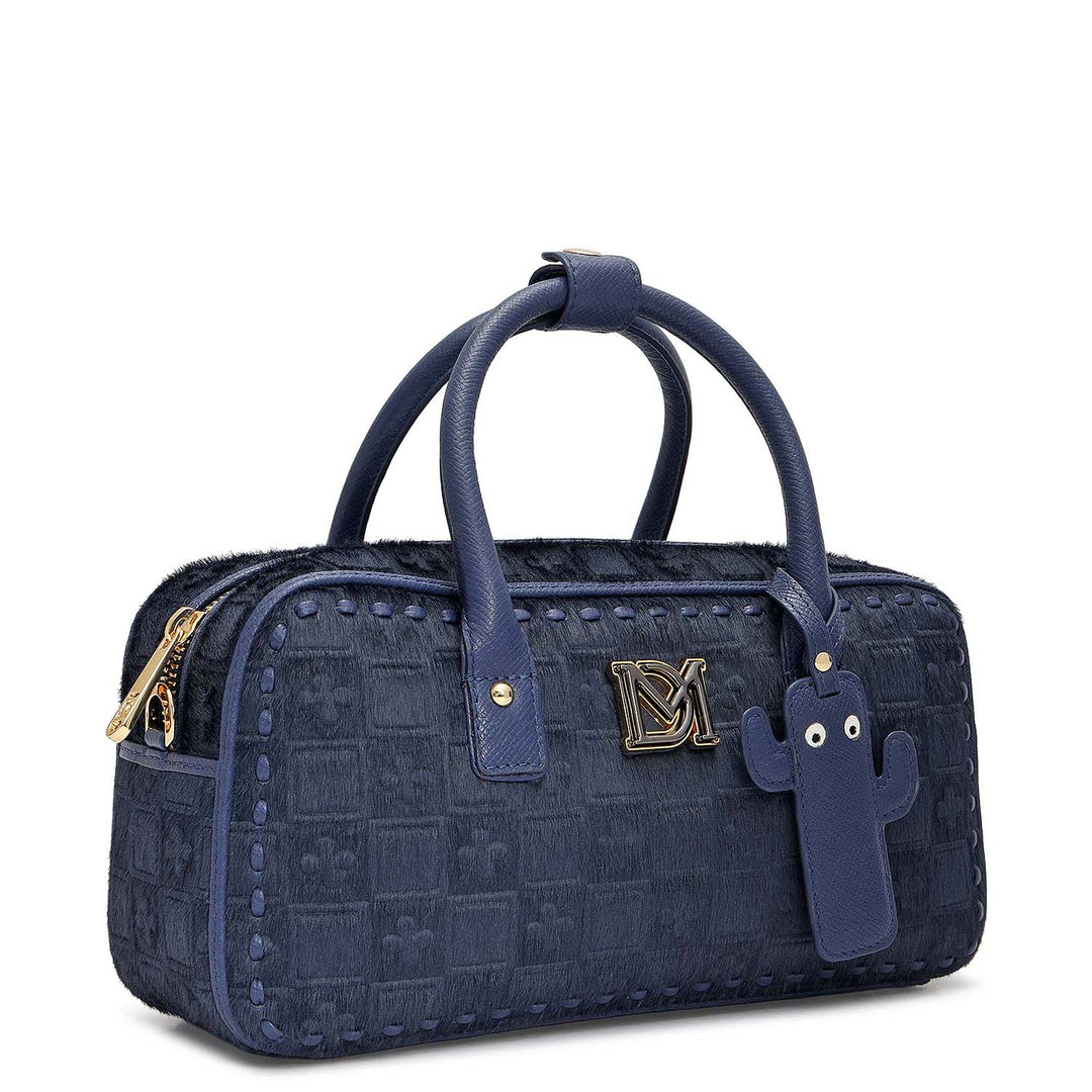 Small Fur Franzy Leather Sling - Ink Blue