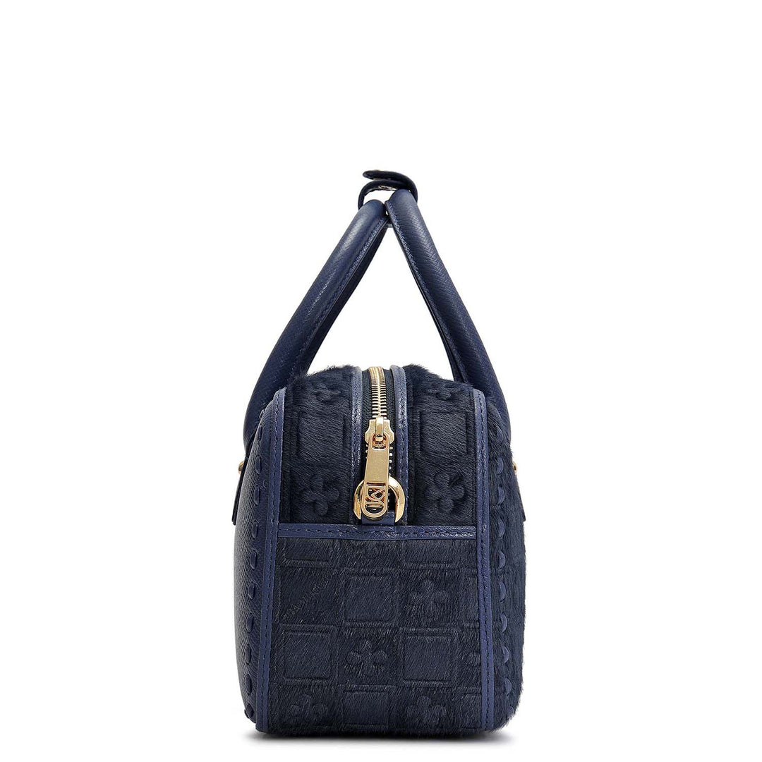 Small Fur Franzy Leather Sling - Ink Blue