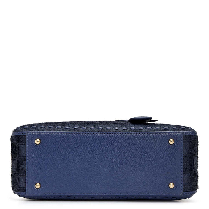 Small Fur Franzy Leather Sling - Ink Blue