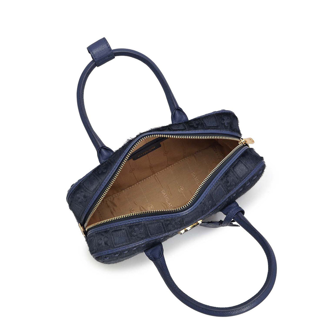 Small Fur Franzy Leather Sling - Ink Blue