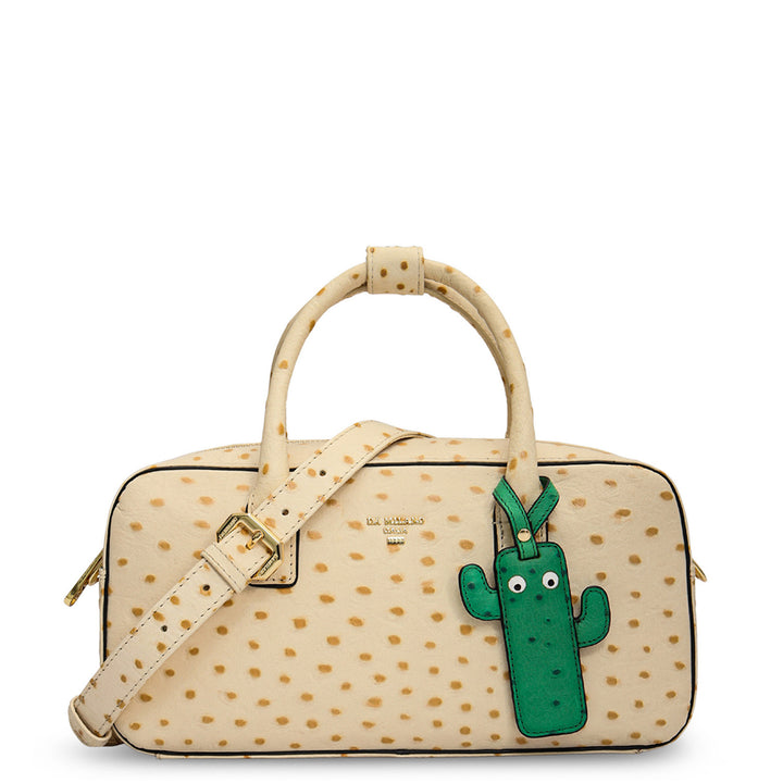 Small Ostrich Leather Satchel - Vanilla