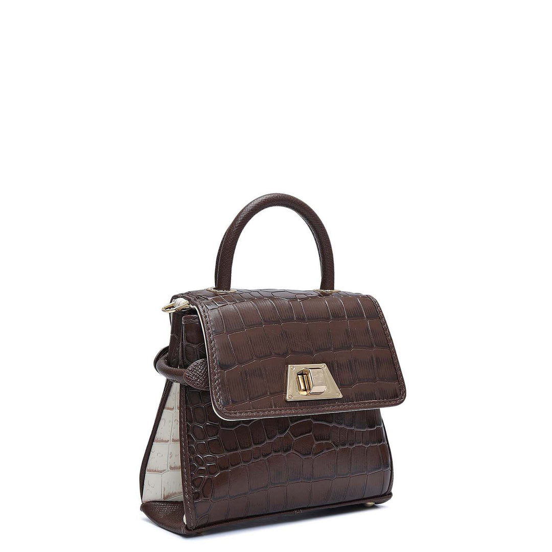 Micro Croco Leather Sling - Walnut