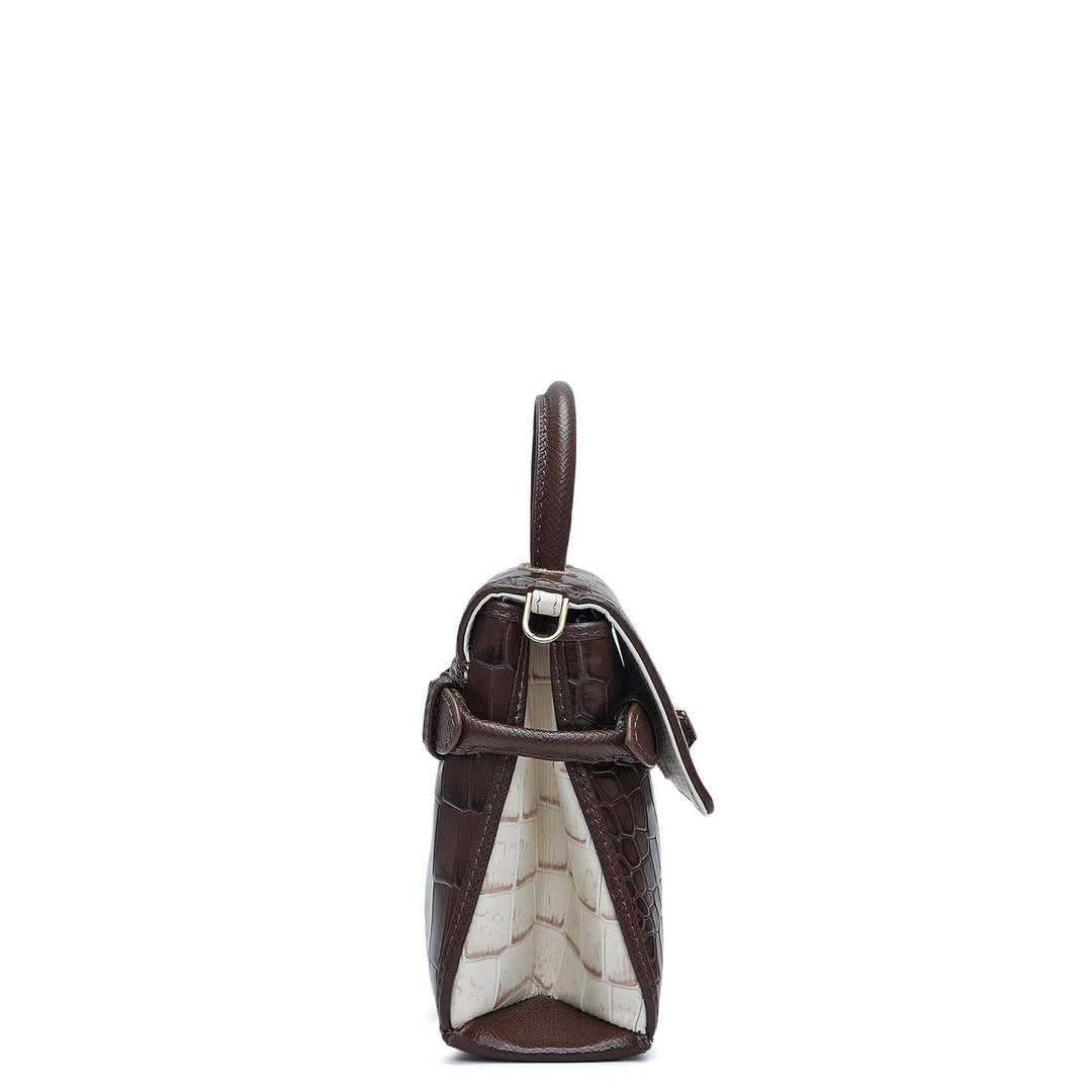 Micro Croco Leather Sling - Walnut