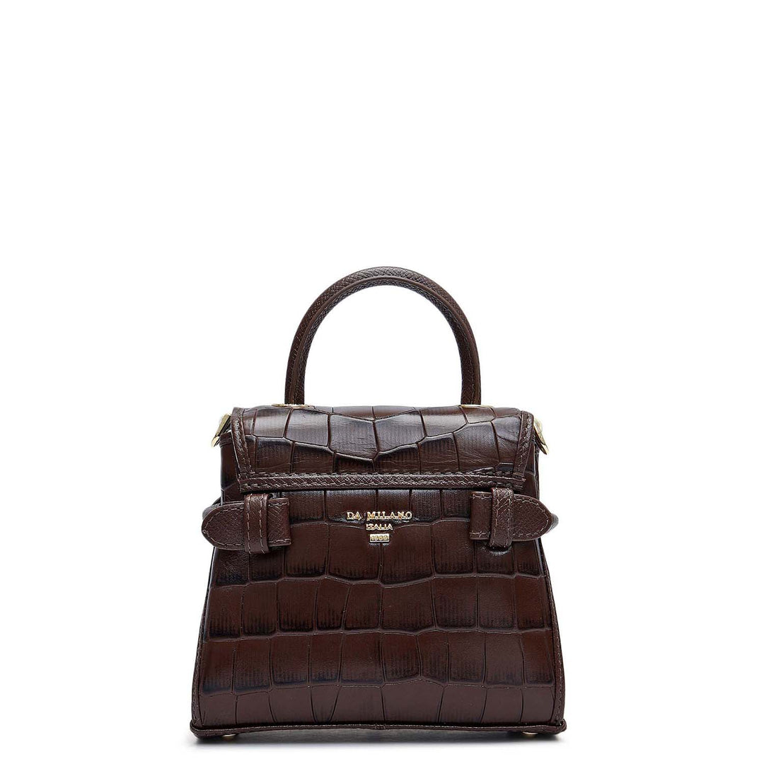 Micro Croco Leather Sling - Walnut