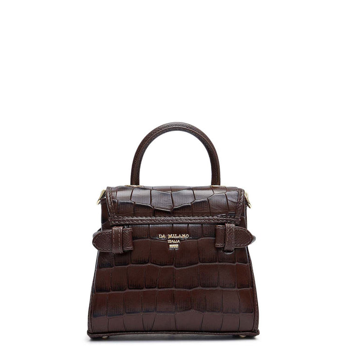 Micro Croco Leather Sling - Walnut