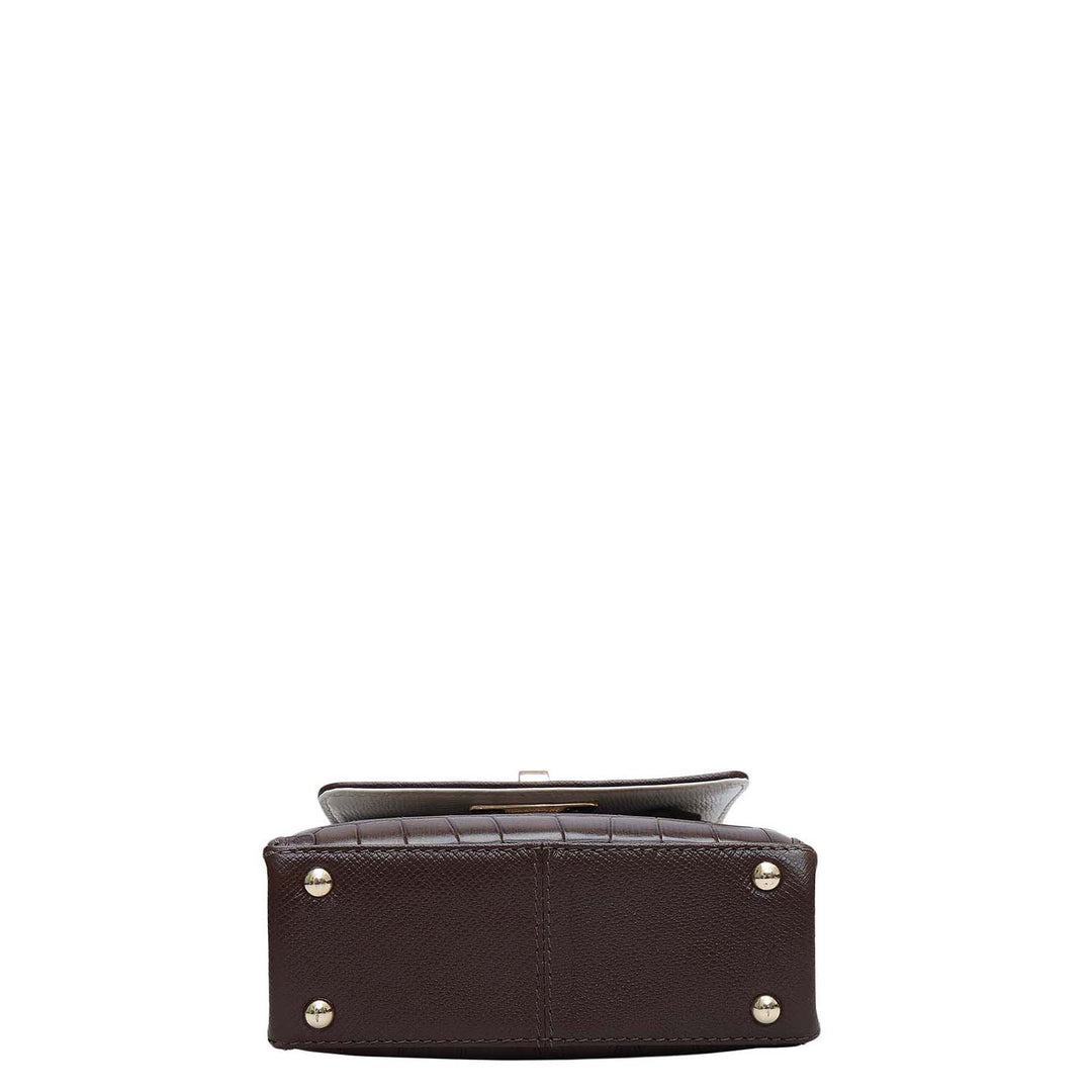 Micro Croco Leather Sling - Walnut