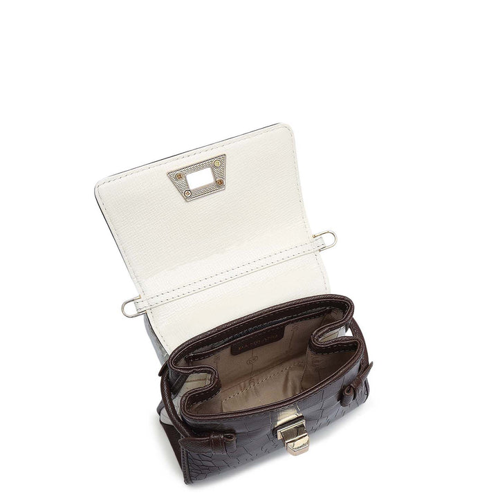 Micro Croco Leather Sling - Walnut