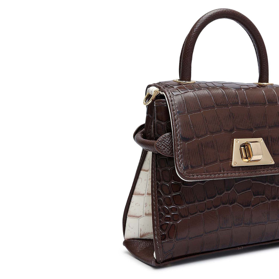 Micro Croco Leather Sling - Walnut