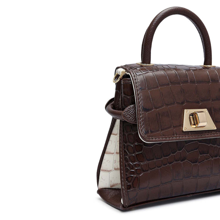 Micro Croco Leather Sling - Walnut