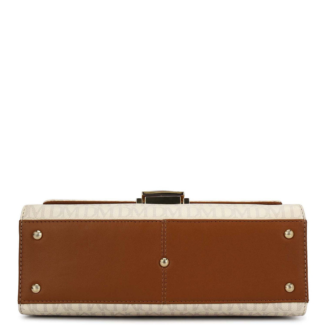 Medium Monogram Plain Leather Shoulder Bag - Marshmallow