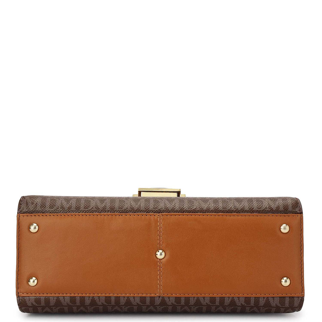 Medium Monogram Plain Leather Shoulder Bag - Walnut