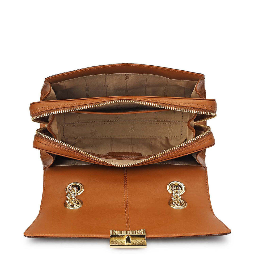 Medium Monogram Plain Leather Shoulder Bag - Walnut