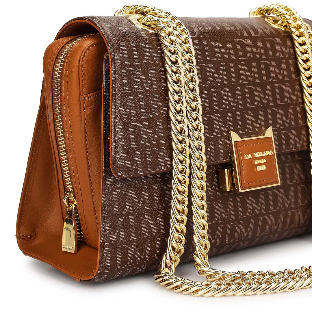 Medium Monogram Plain Leather Shoulder Bag - Walnut