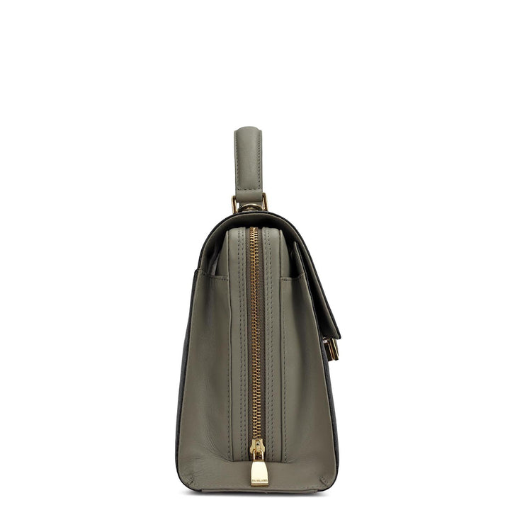 Small Monogram Plain Leather Satchel - Black