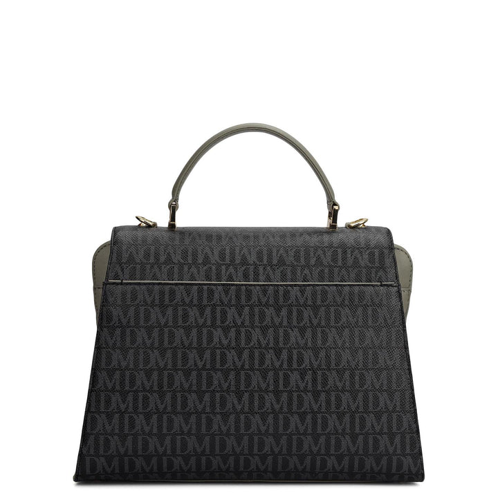 Small Monogram Plain Leather Satchel - Black
