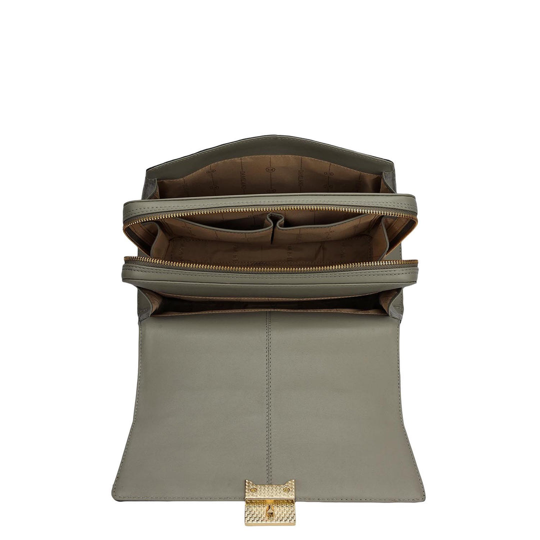 Small Monogram Plain Leather Satchel - Black