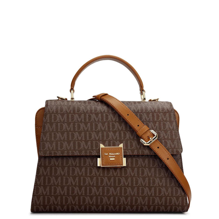 Small Monogram Plain Leather Satchel - Walnut