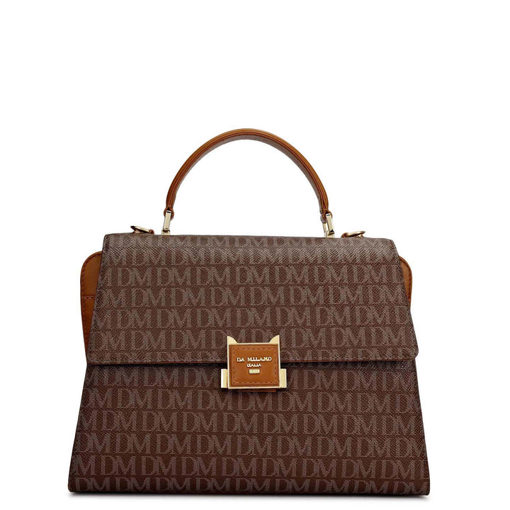 Small Monogram Plain Leather Satchel - Walnut