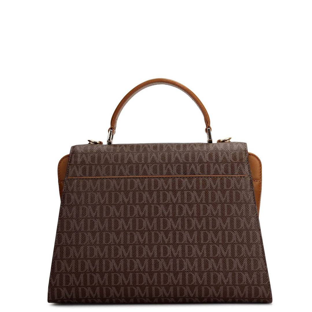 Small Monogram Plain Leather Satchel - Walnut