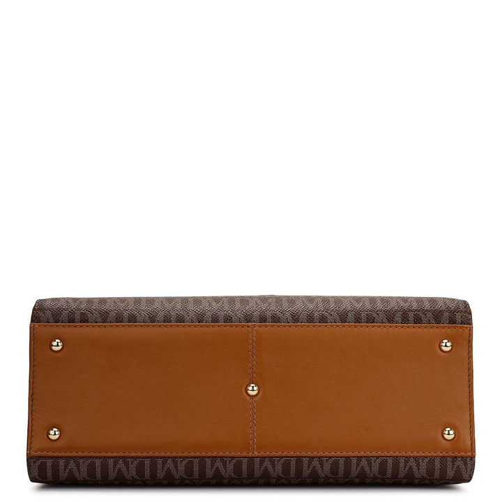 Small Monogram Plain Leather Satchel - Walnut