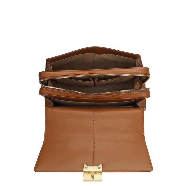 Small Monogram Plain Leather Satchel - Walnut