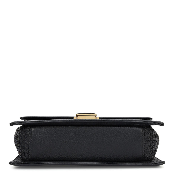 Medium Wax Mat Leather Shoulder Bag - Black
